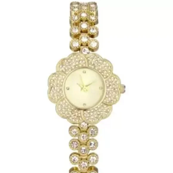 Charter Club Crystal Flower Bracelet Watch in Gold-Tone NWT - Picture 1 of 3